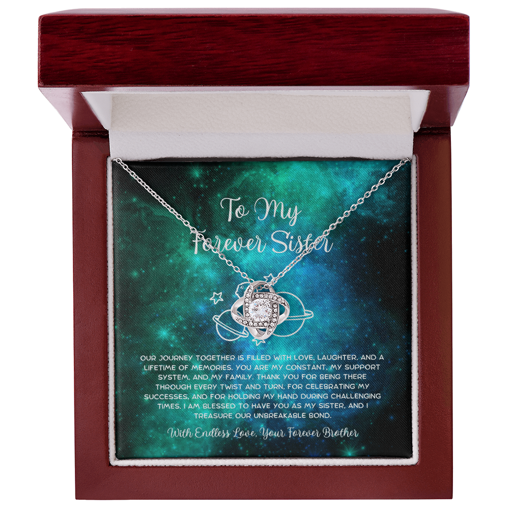 To My Forever Sister - From Brother To Sister Love Knot Necklace