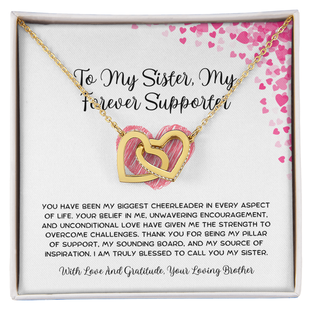 To My Sister, My Forever Supporter - From Brother To Sister Interlocking Hearts Necklace