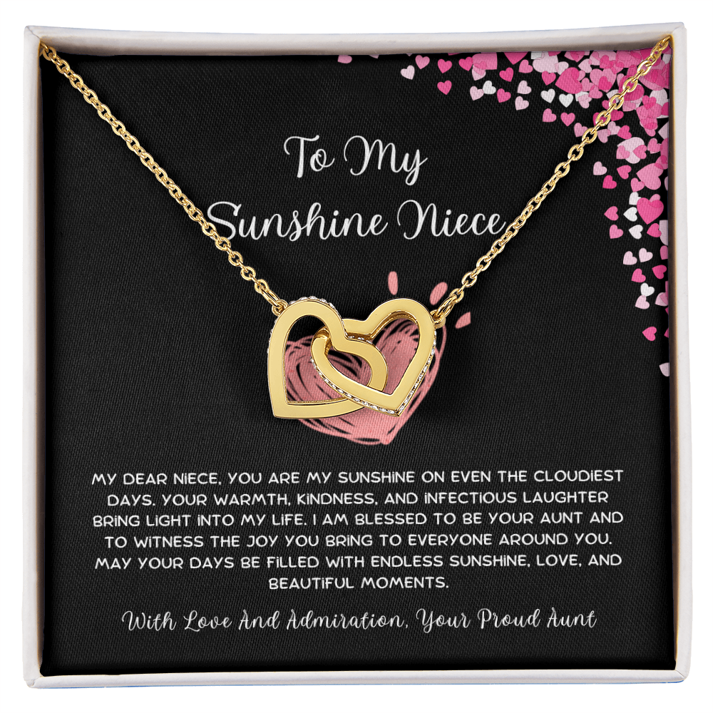To My Sunshine Niece - From Aunt to Niece Interlocking Hearts Necklace