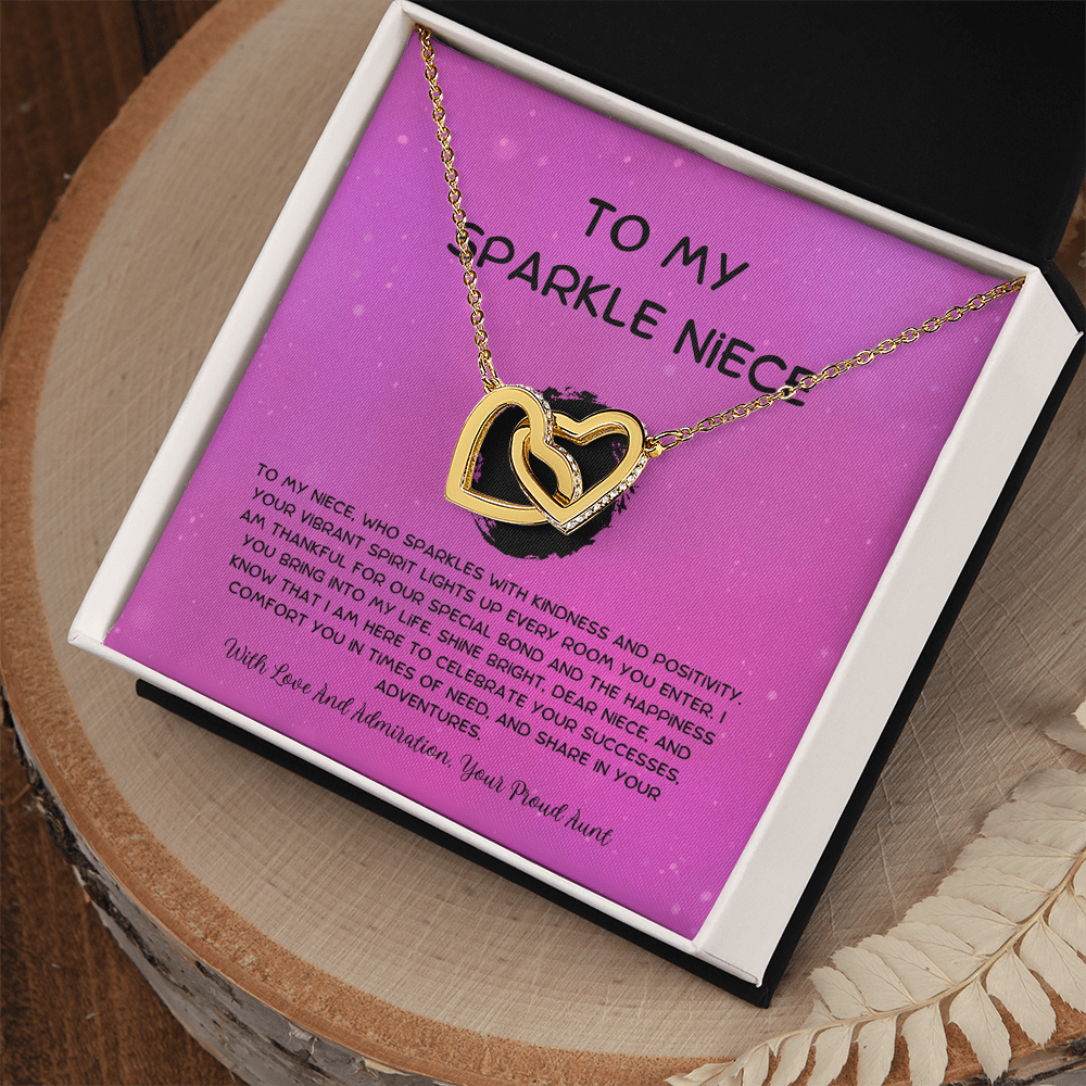 To My Sparkle Niece - From Aunt to Niece Interlocking Hearts Necklace