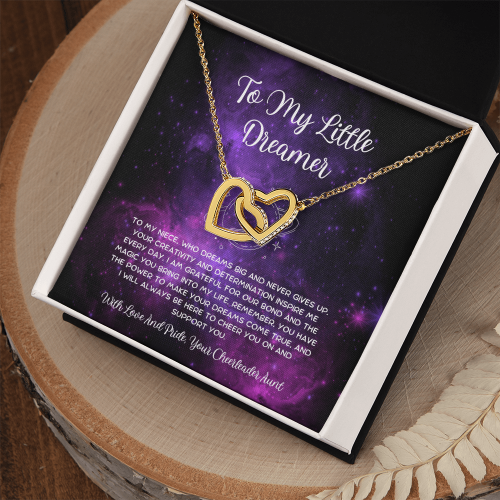 To My Little Dreamer - From Aunt to Niece Interlocking Hearts Necklace