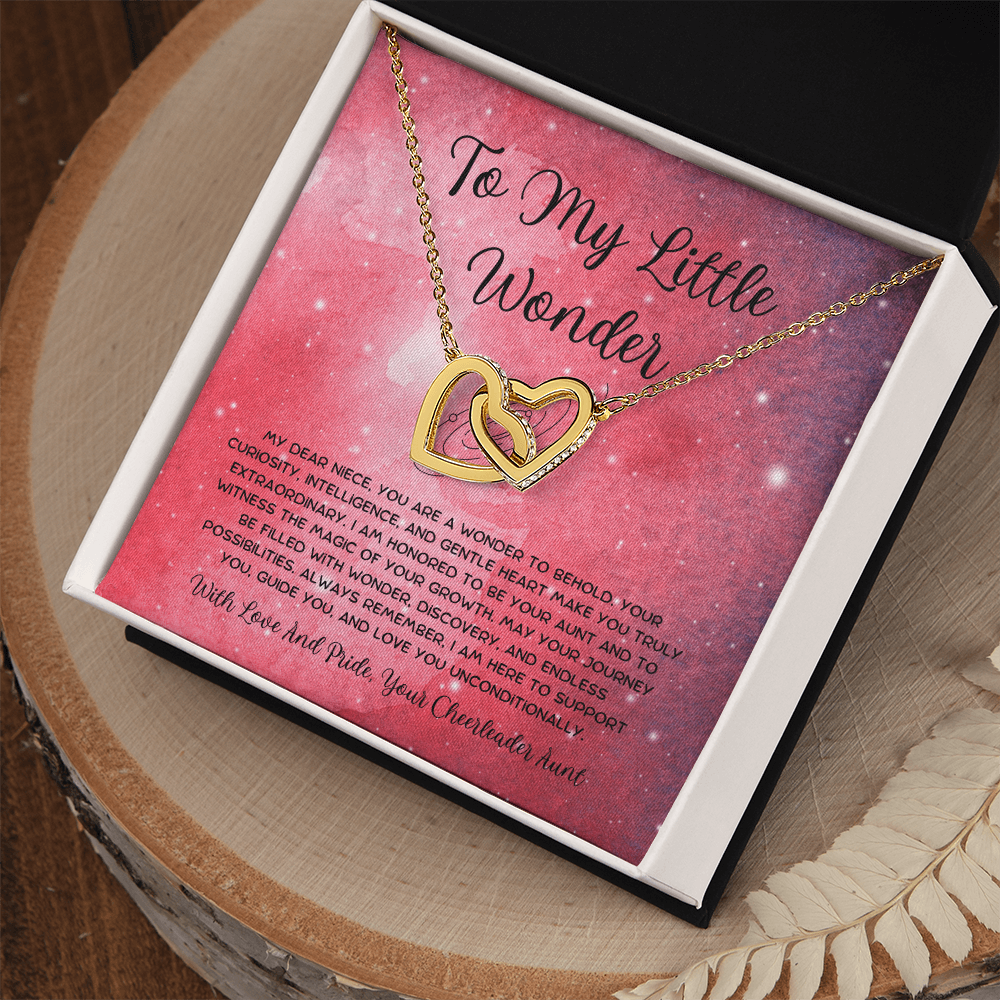 To My Little Wonder - From Aunt to Niece Interlocking Hearts Necklace