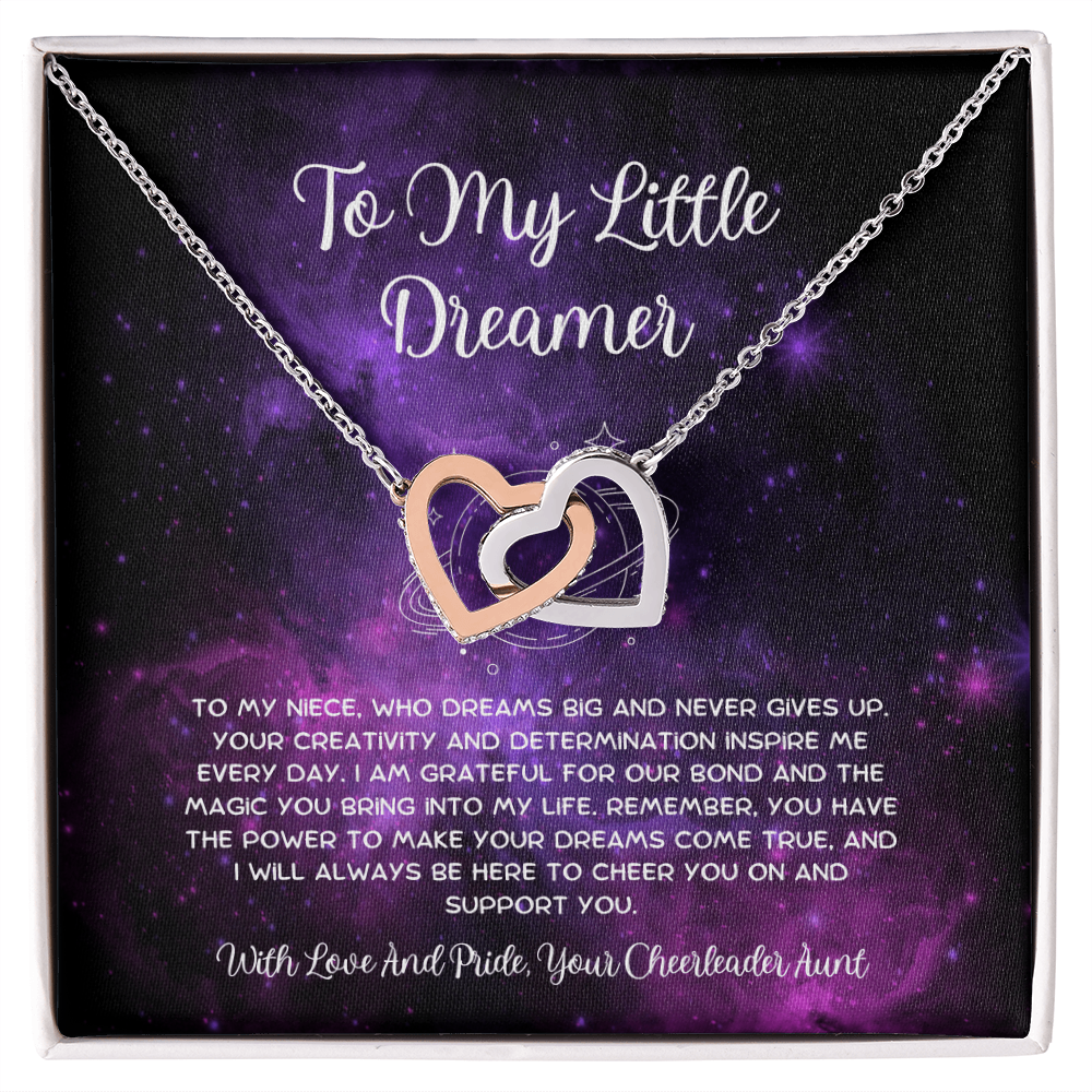 To My Little Dreamer - From Aunt to Niece Interlocking Hearts Necklace