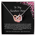 To My Sunshine Niece - From Aunt to Niece Interlocking Hearts Necklace