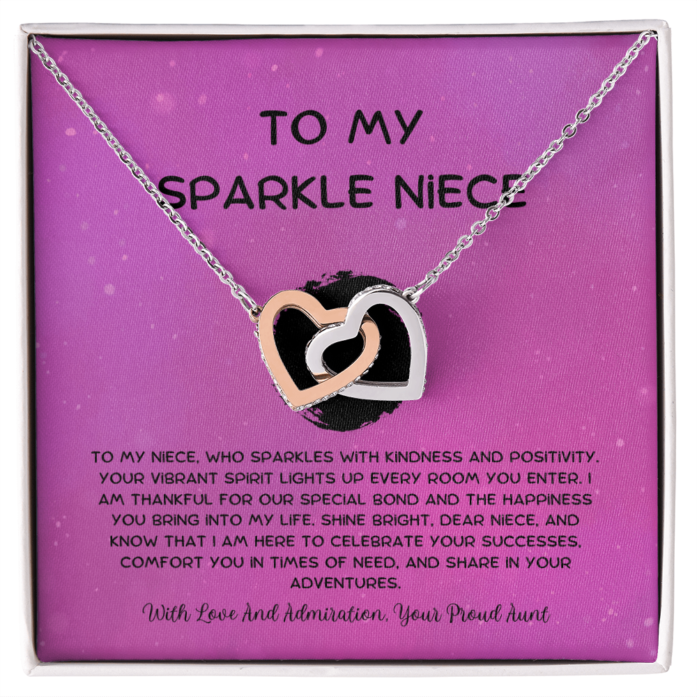 To My Sparkle Niece - From Aunt to Niece Interlocking Hearts Necklace