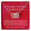 To My Sister, My Partner In Laughter And Tears - From Brother To Sister Interlocking Hearts Necklace