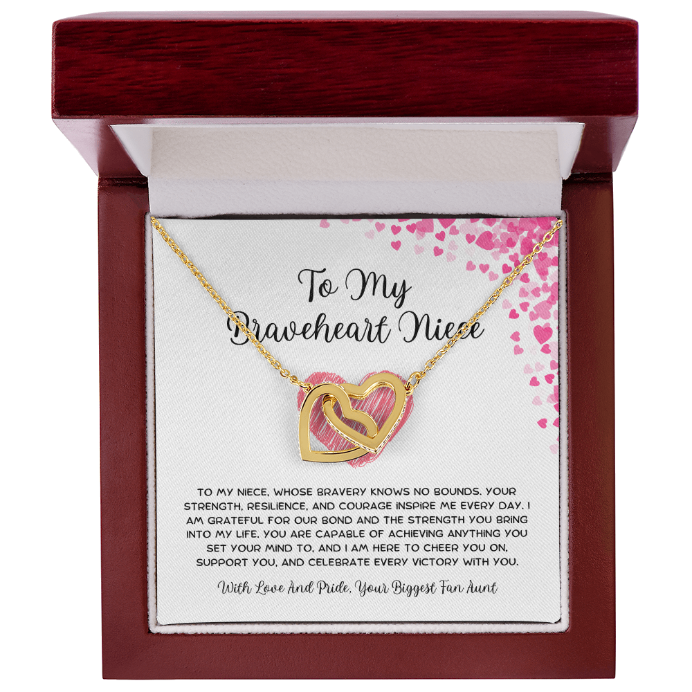 To My Braveheart Niece - From Aunt to Niece Interlocking Hearts Necklace