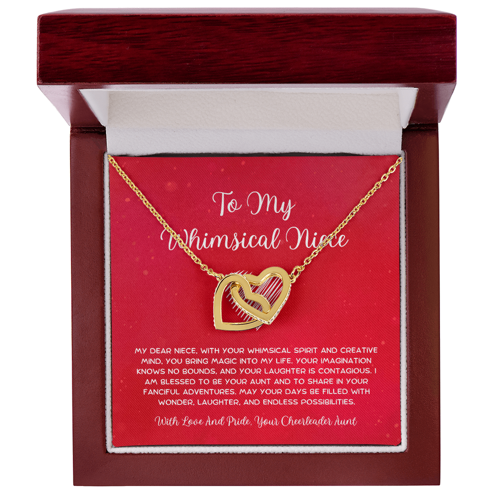 To My Whimsical Niece - From Aunt to Niece Interlocking Hearts Necklace