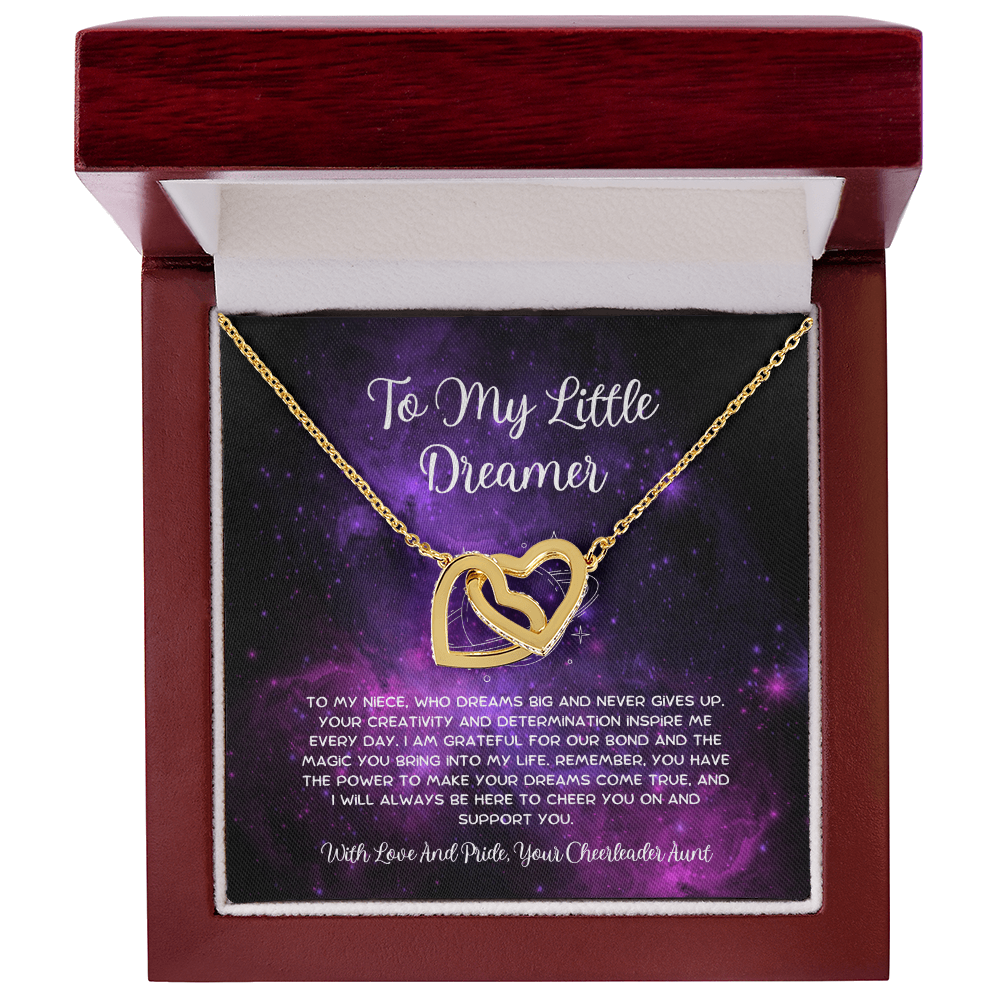 To My Little Dreamer - From Aunt to Niece Interlocking Hearts Necklace