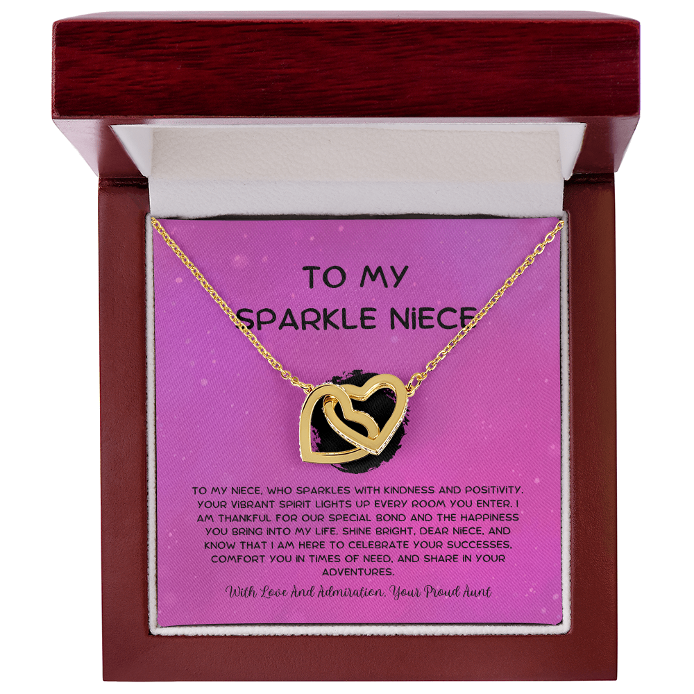 To My Sparkle Niece - From Aunt to Niece Interlocking Hearts Necklace