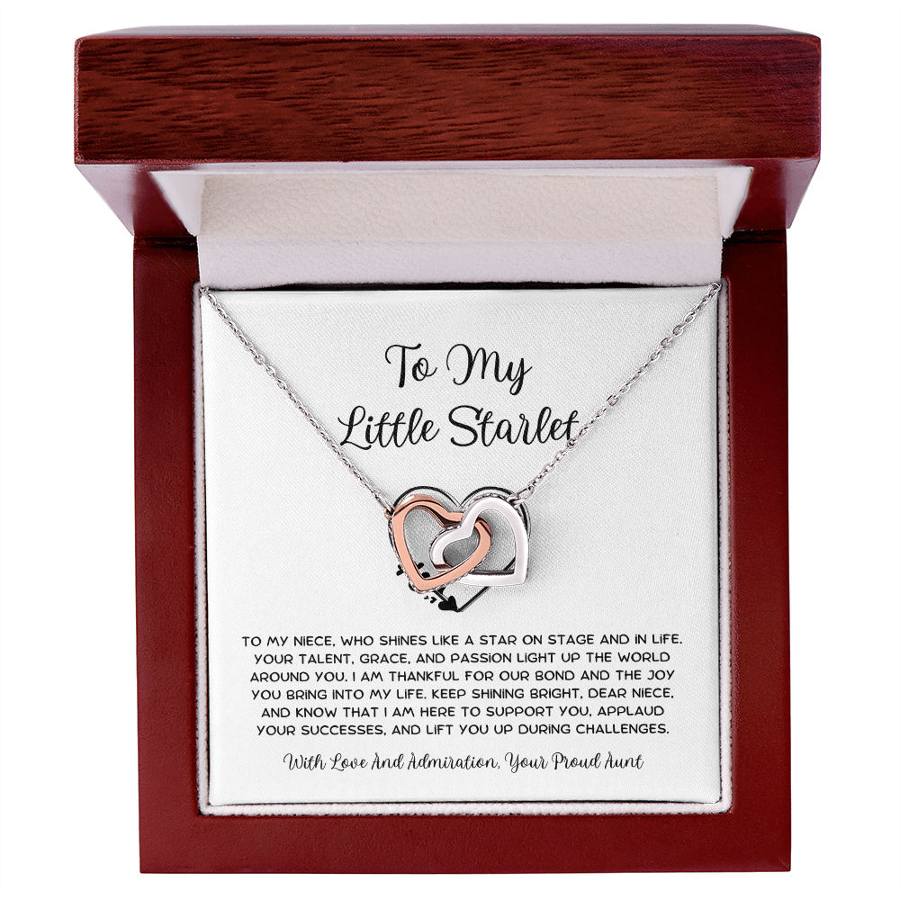 To My Little Starlet - From Aunt to Niece Interlocking Hearts Necklace