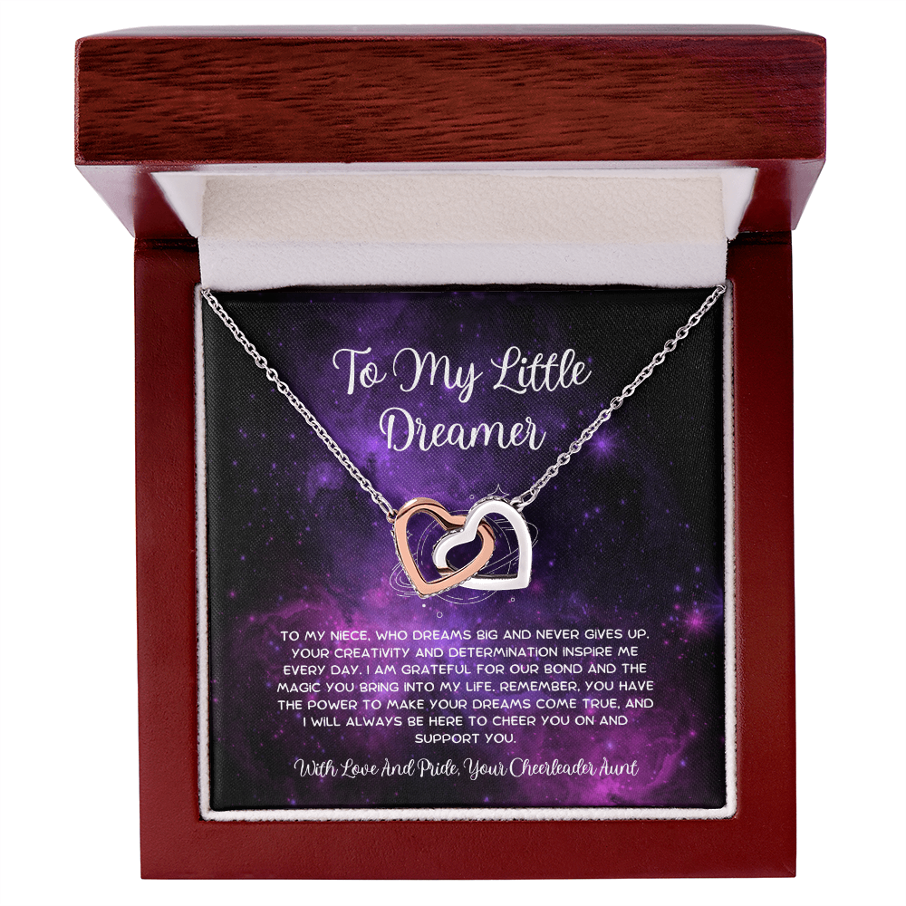To My Little Dreamer - From Aunt to Niece Interlocking Hearts Necklace