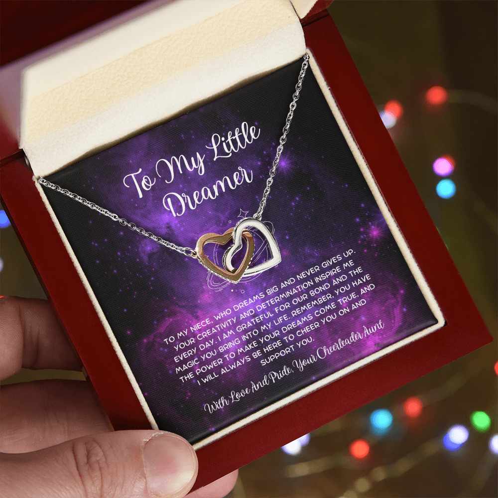 To My Little Dreamer - From Aunt to Niece Interlocking Hearts Necklace