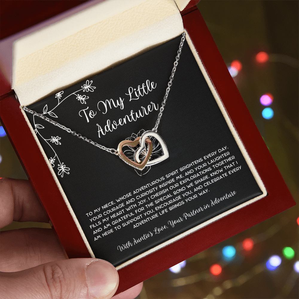 To My Little Adventurer - From Aunt to Niece Interlocking Hearts Necklace