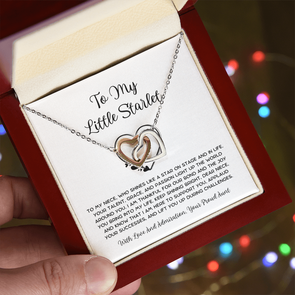 To My Little Starlet - From Aunt to Niece Interlocking Hearts Necklace