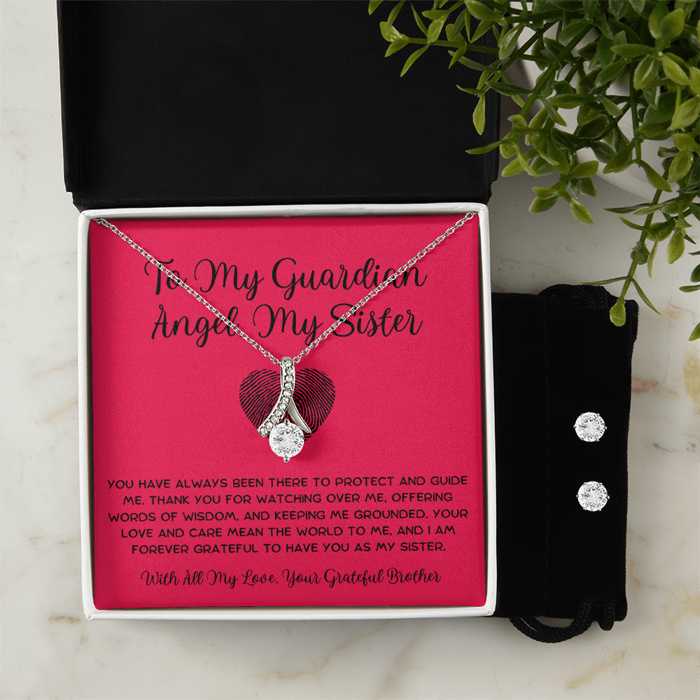 To My Guardian Angel, My Sister - From Brother To Sister Alluring Beauty Necklace With Earrings