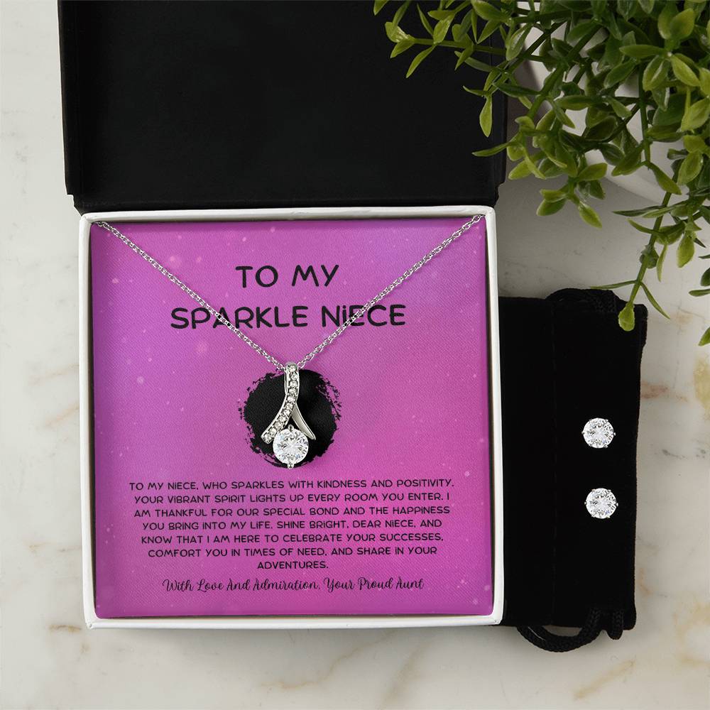 To My Sparkle Niece - From Aunt to Niece Alluring Beauty Necklace  With Earrings