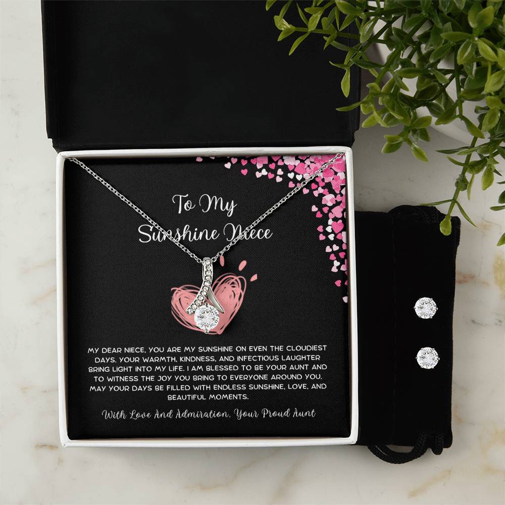 To My Sunshine Niece - From Aunt to Niece Alluring Beauty Necklace  With Earrings