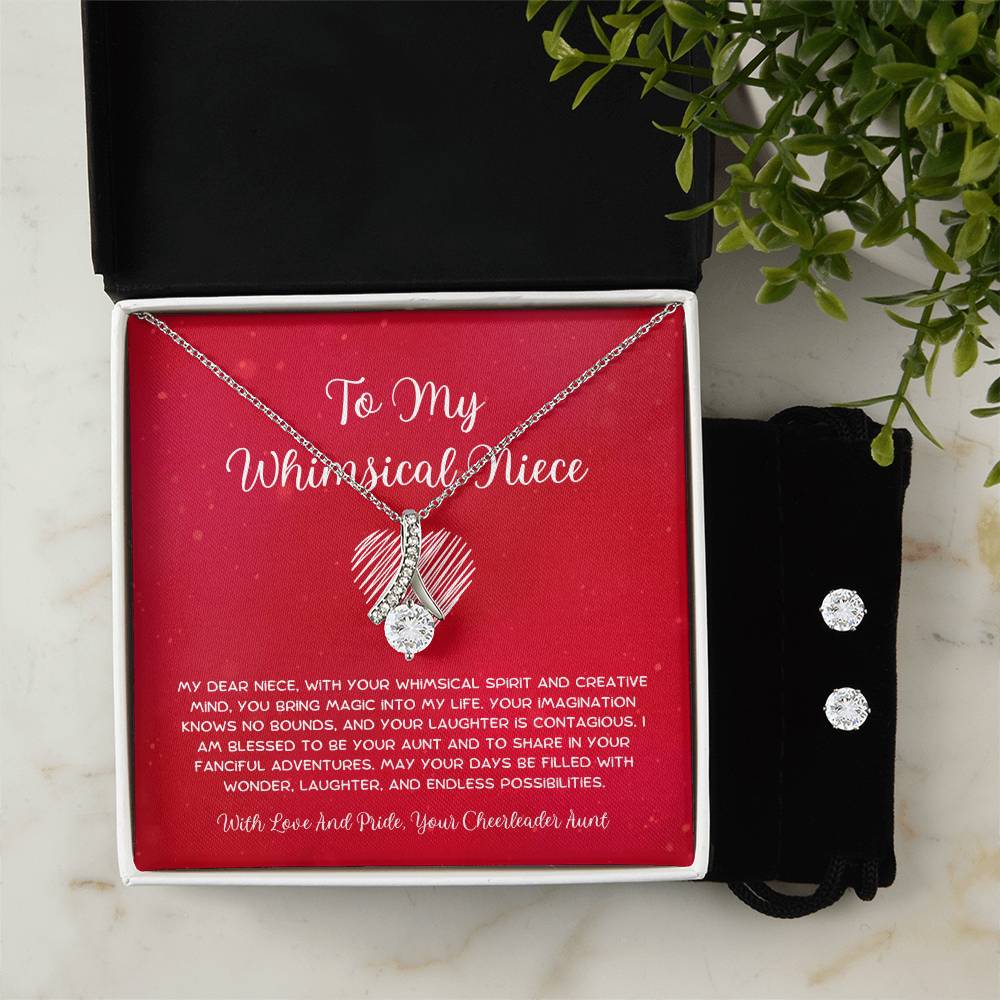 To My Whimsical Niece - From Aunt to Niece Alluring Beauty Necklace  With Earrings