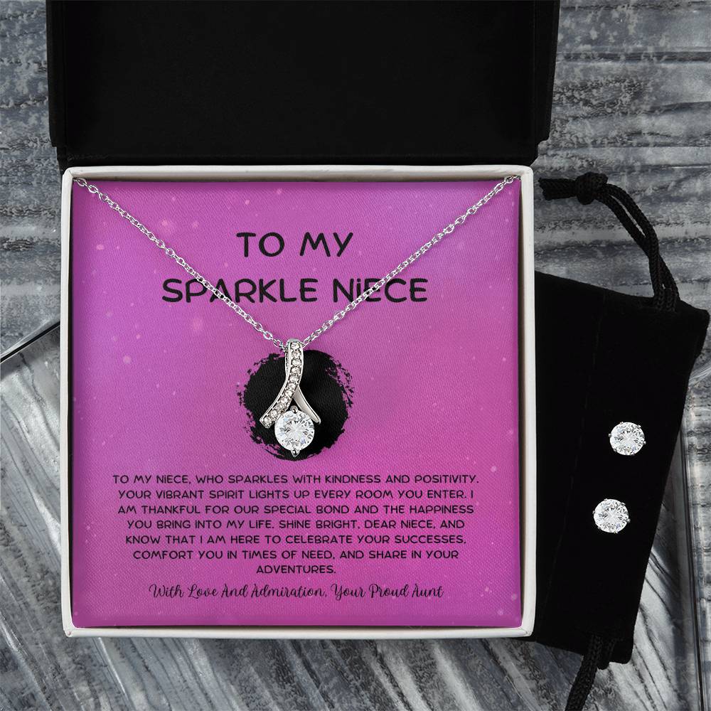 To My Sparkle Niece - From Aunt to Niece Alluring Beauty Necklace  With Earrings