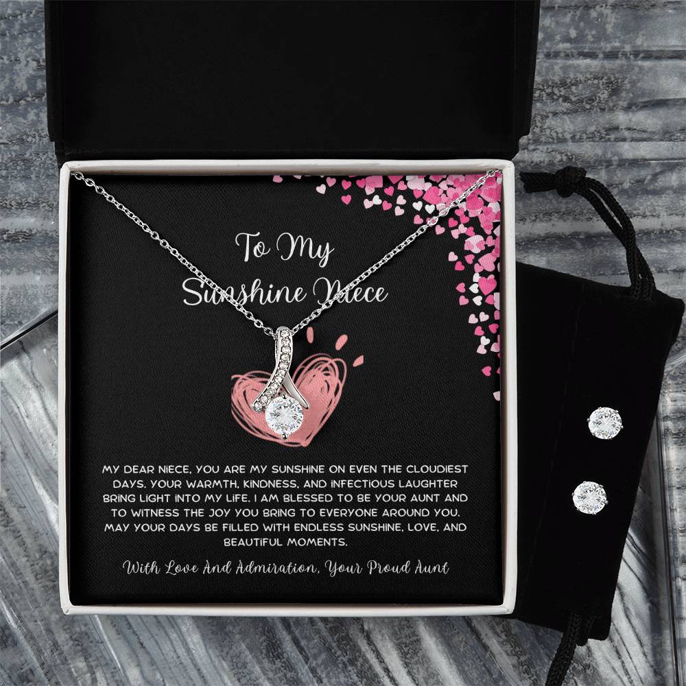 To My Sunshine Niece - From Aunt to Niece Alluring Beauty Necklace  With Earrings