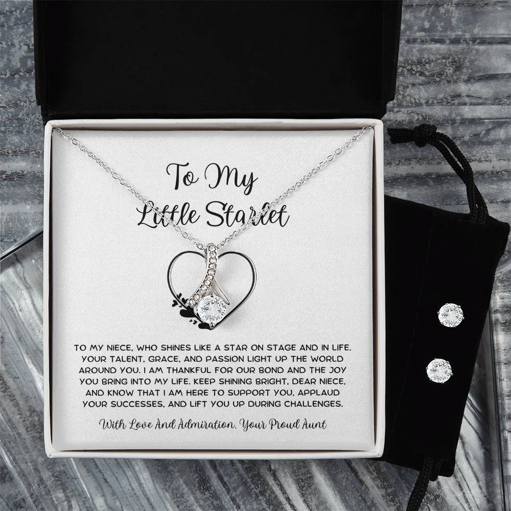 To My Little Starlet - From Aunt to Niece Alluring Beauty Necklace  With Earrings