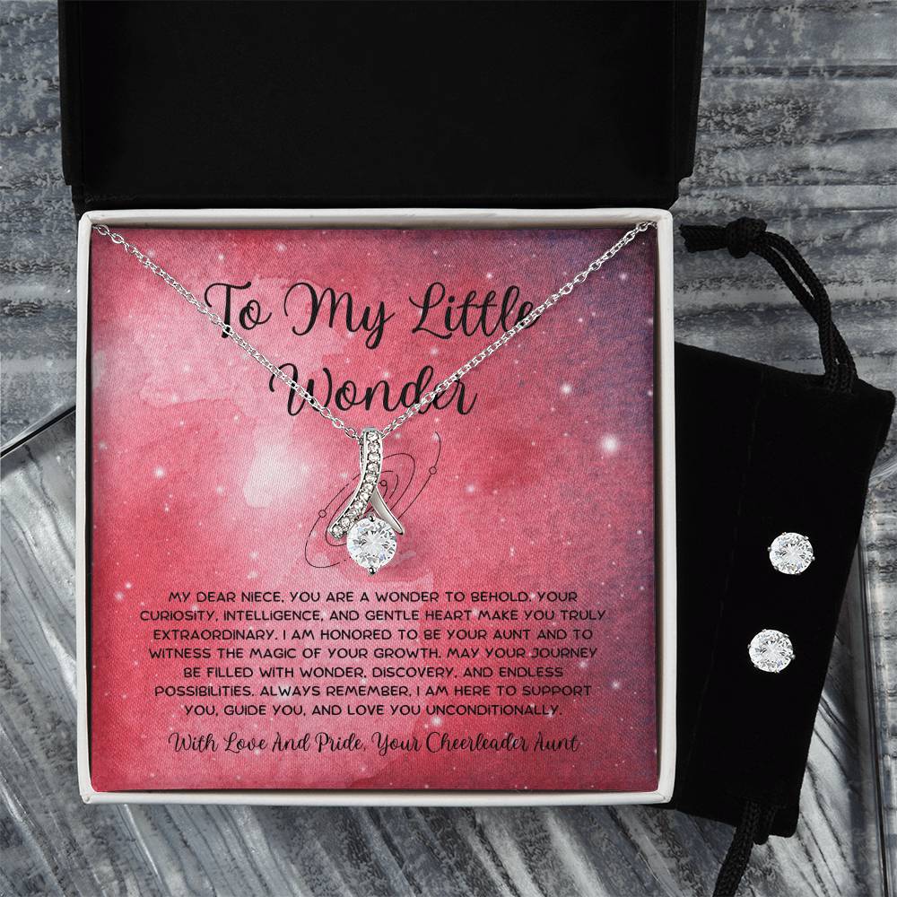To My Little Wonder - From Aunt to Niece Alluring Beauty Necklace  With Earrings