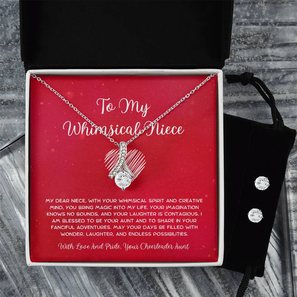 To My Whimsical Niece - From Aunt to Niece Alluring Beauty Necklace  With Earrings