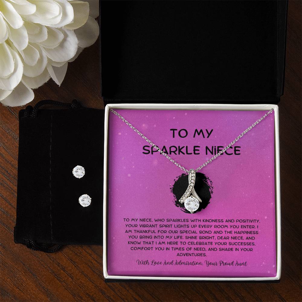 To My Sparkle Niece - From Aunt to Niece Alluring Beauty Necklace  With Earrings