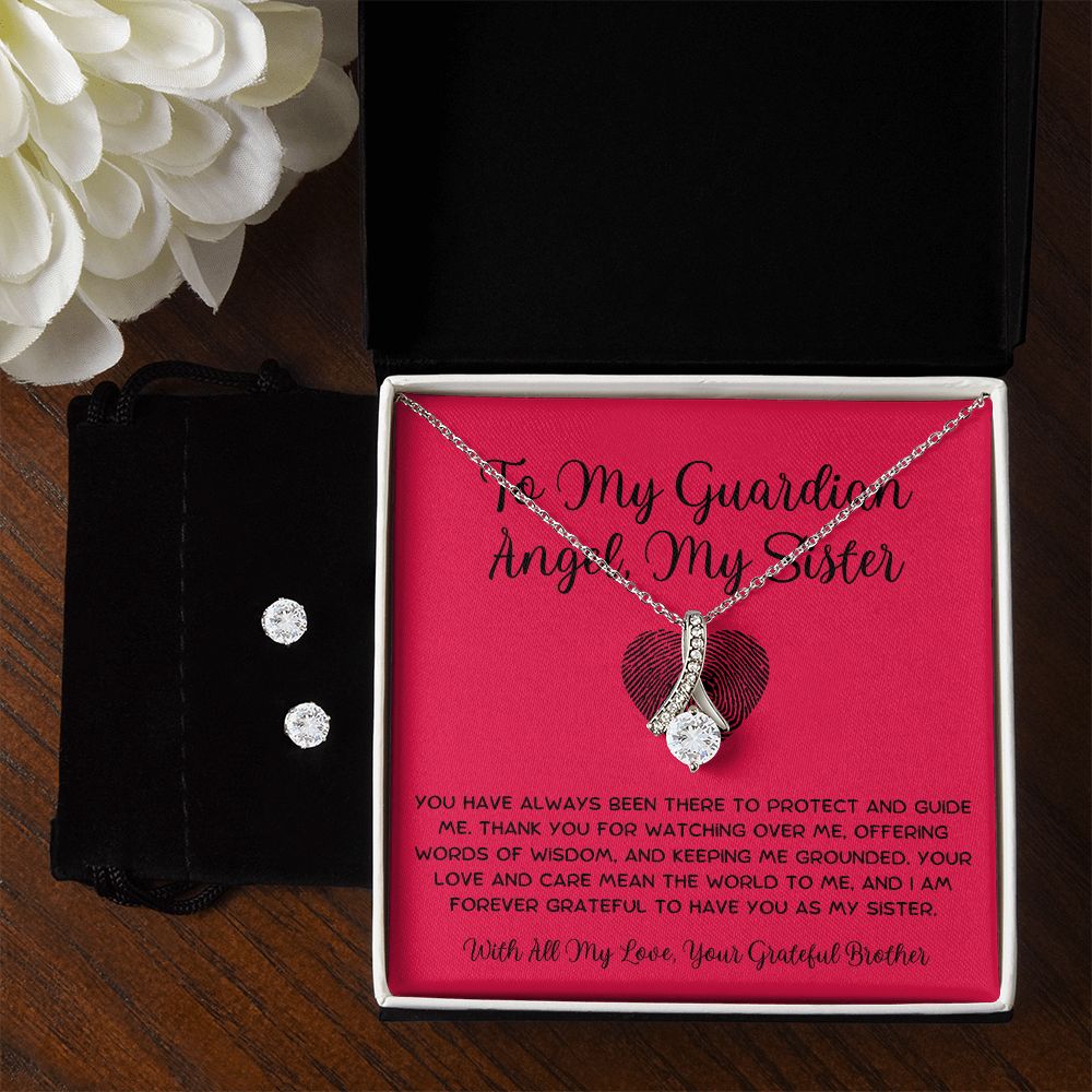 To My Guardian Angel, My Sister - From Brother To Sister Alluring Beauty Necklace With Earrings
