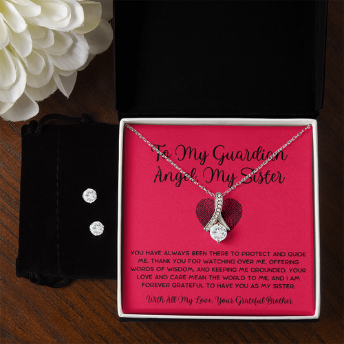 To My Guardian Angel, My Sister - From Brother To Sister Alluring Beauty Necklace With Earrings