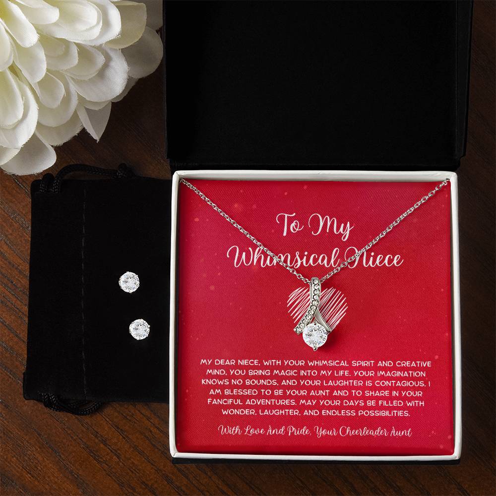 To My Whimsical Niece - From Aunt to Niece Alluring Beauty Necklace  With Earrings