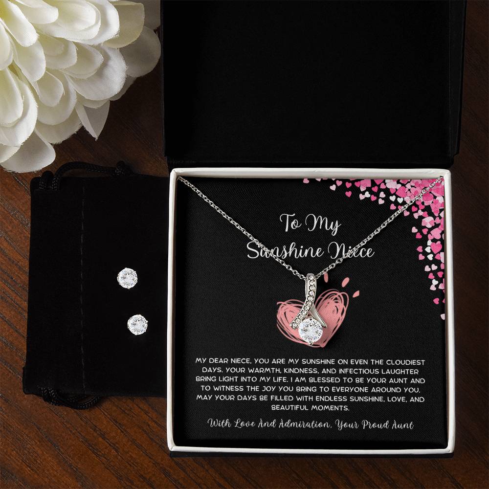 To My Sunshine Niece - From Aunt to Niece Alluring Beauty Necklace  With Earrings
