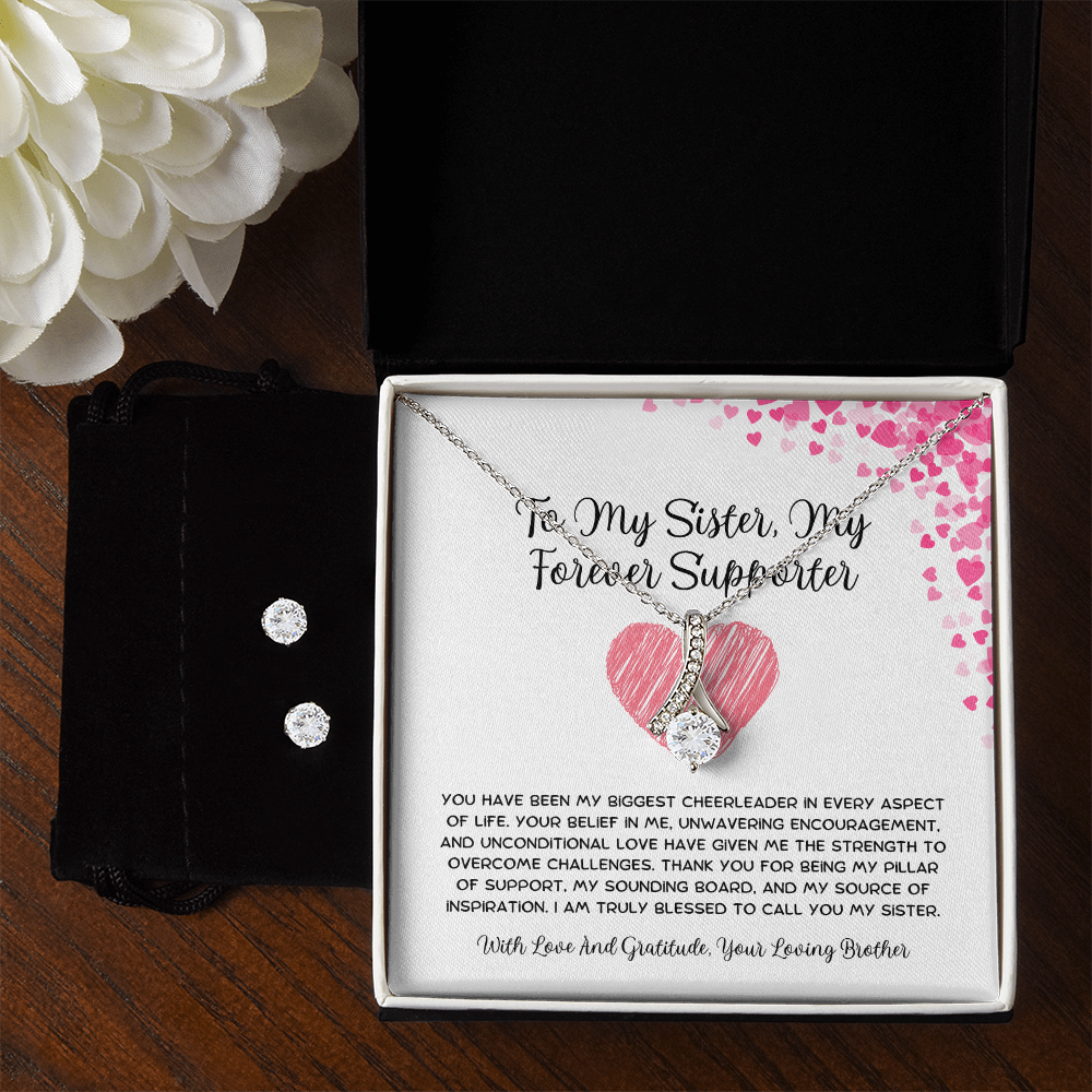 To My Sister, My Forever Supporter - From Brother To Sister Alluring Beauty Necklace With Earrings