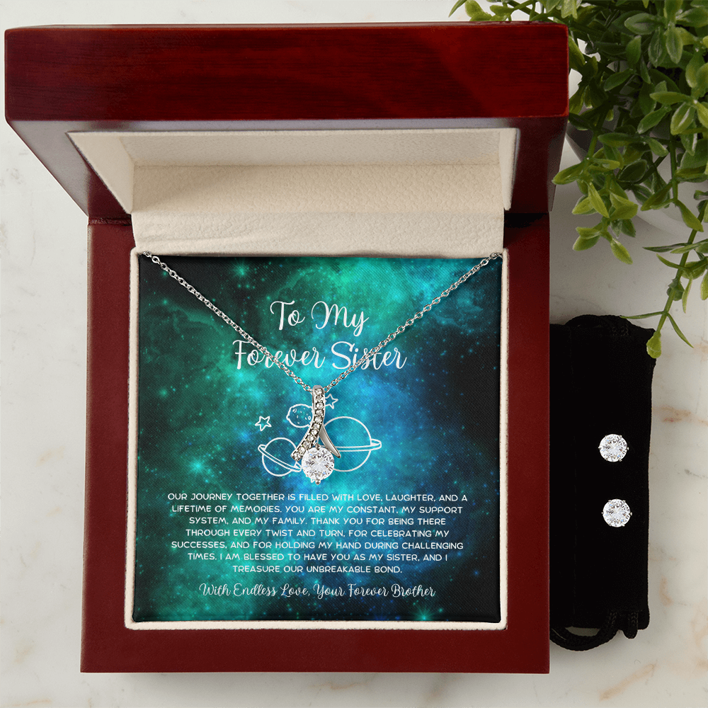 To My Forever Sister - From Brother To Sister Alluring Beauty Necklace With Earrings