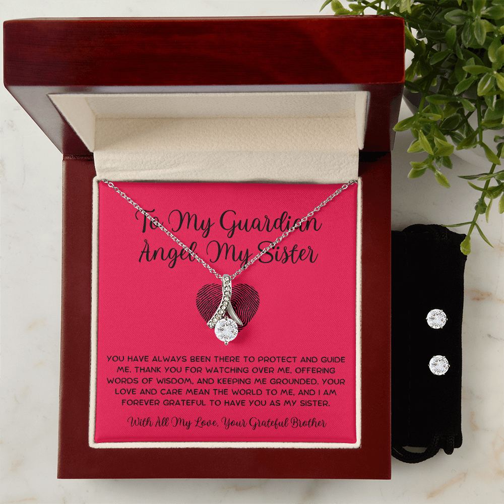 To My Guardian Angel, My Sister - From Brother To Sister Alluring Beauty Necklace With Earrings