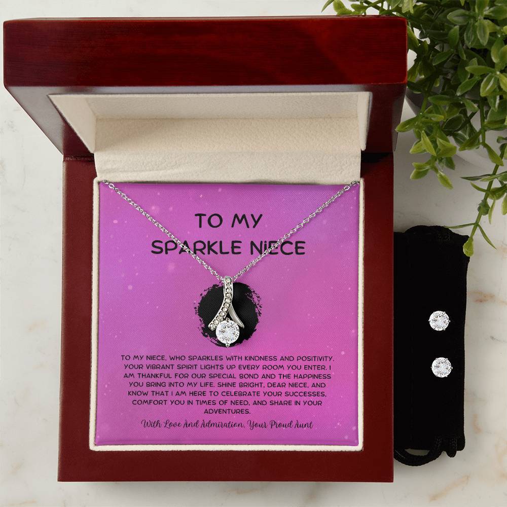 To My Sparkle Niece - From Aunt to Niece Alluring Beauty Necklace  With Earrings