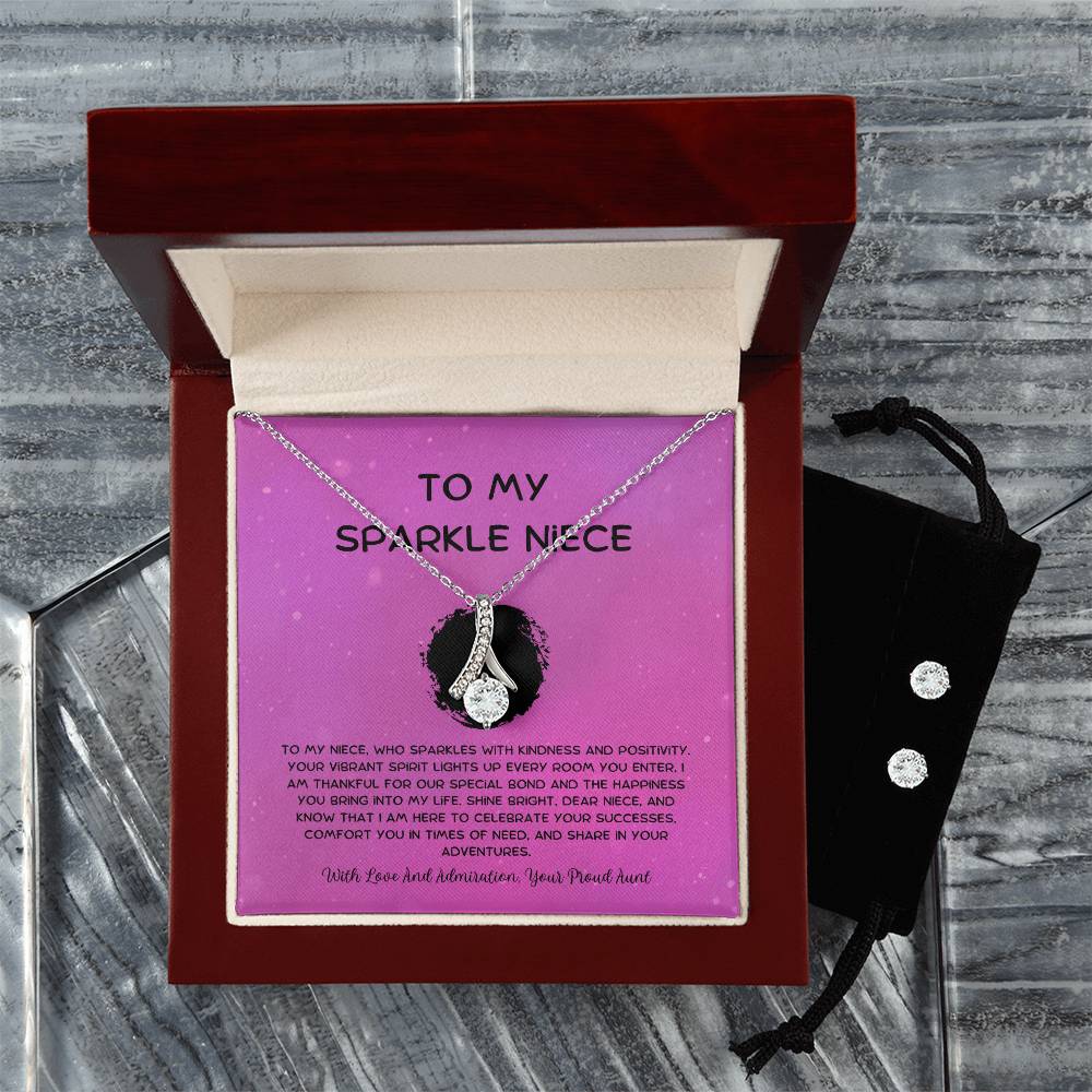 To My Sparkle Niece - From Aunt to Niece Alluring Beauty Necklace  With Earrings