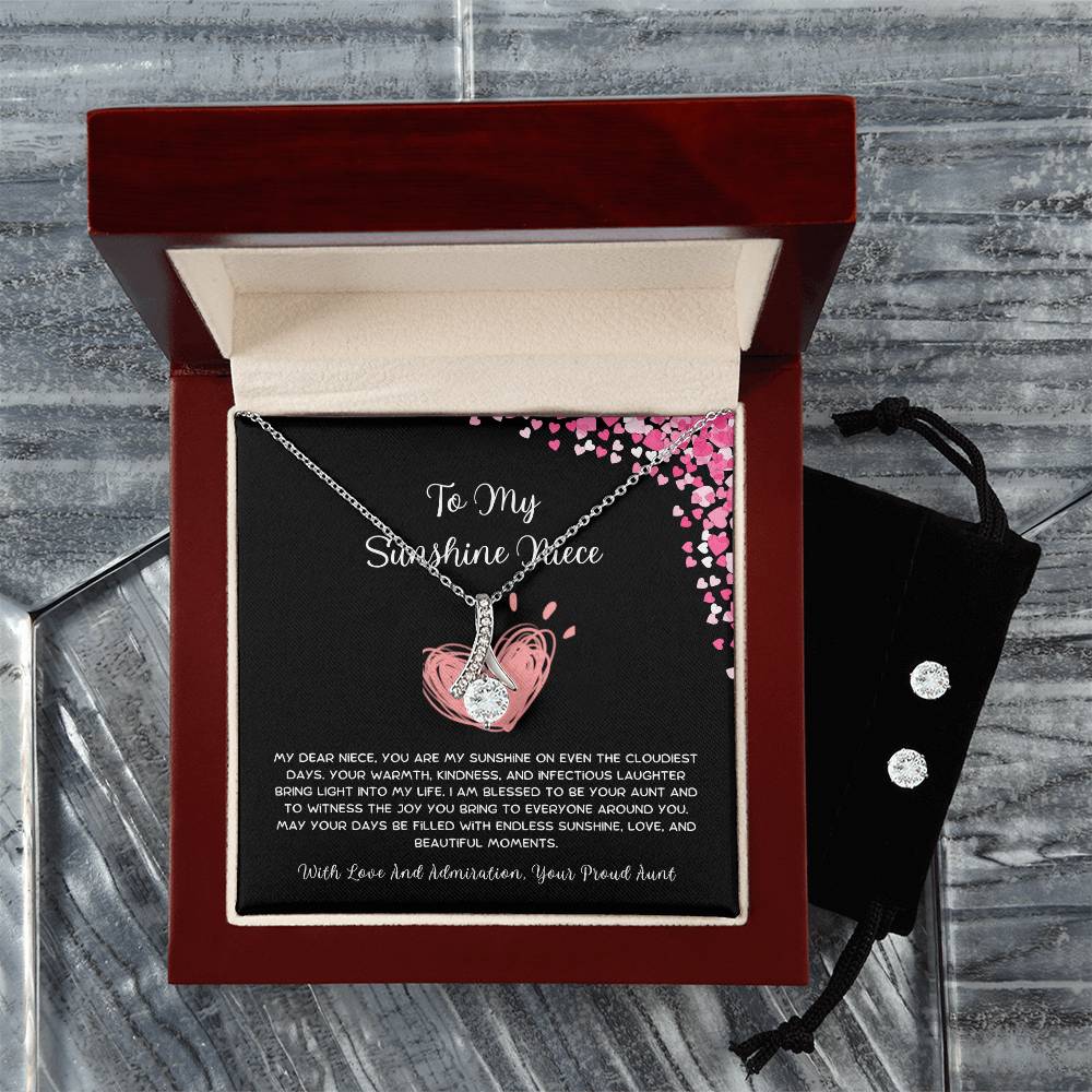 To My Sunshine Niece - From Aunt to Niece Alluring Beauty Necklace  With Earrings