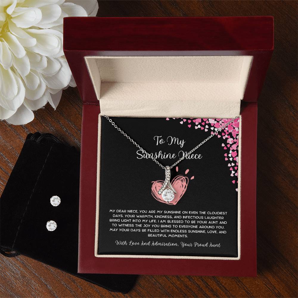 To My Sunshine Niece - From Aunt to Niece Alluring Beauty Necklace  With Earrings