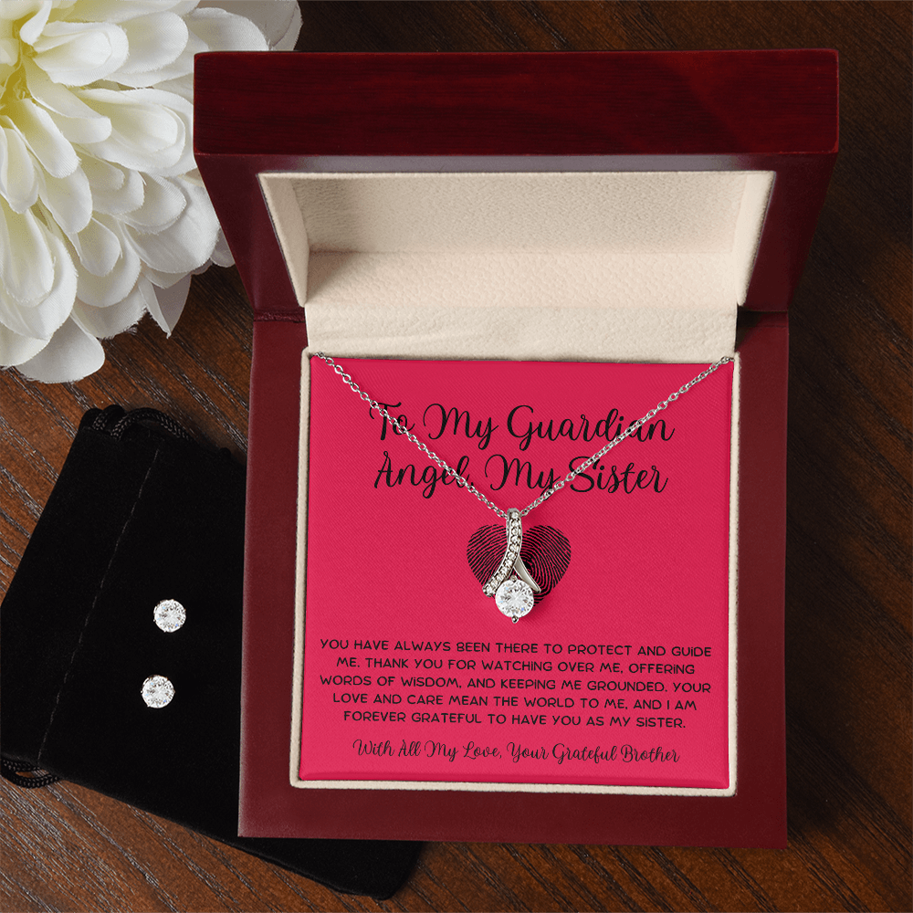To My Guardian Angel, My Sister - From Brother To Sister Alluring Beauty Necklace With Earrings