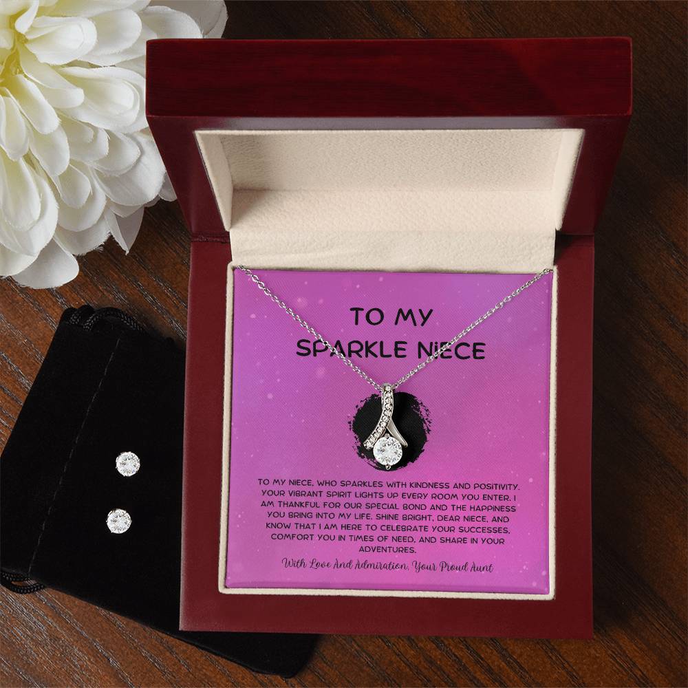 To My Sparkle Niece - From Aunt to Niece Alluring Beauty Necklace  With Earrings
