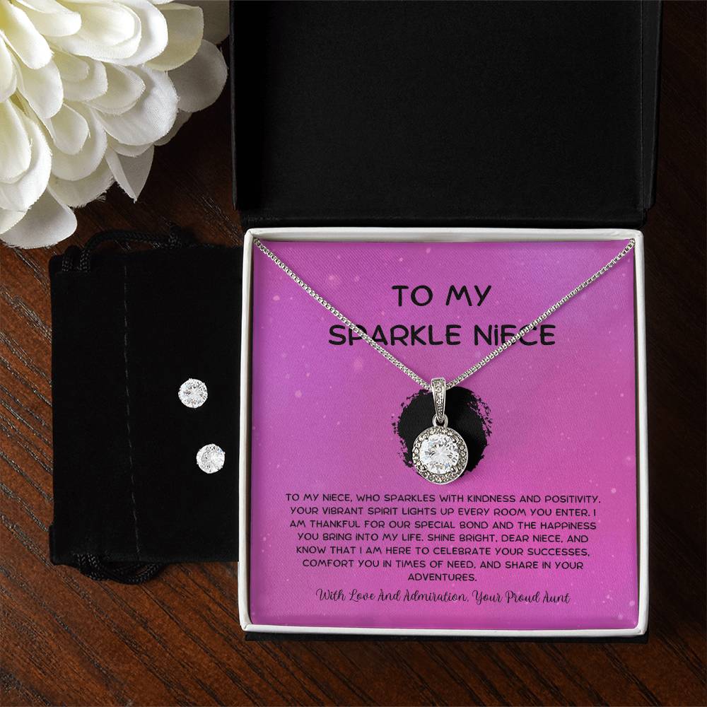 To My Sparkle Niece - From Aunt to Niece Eternal Hope Necklace With Earrings