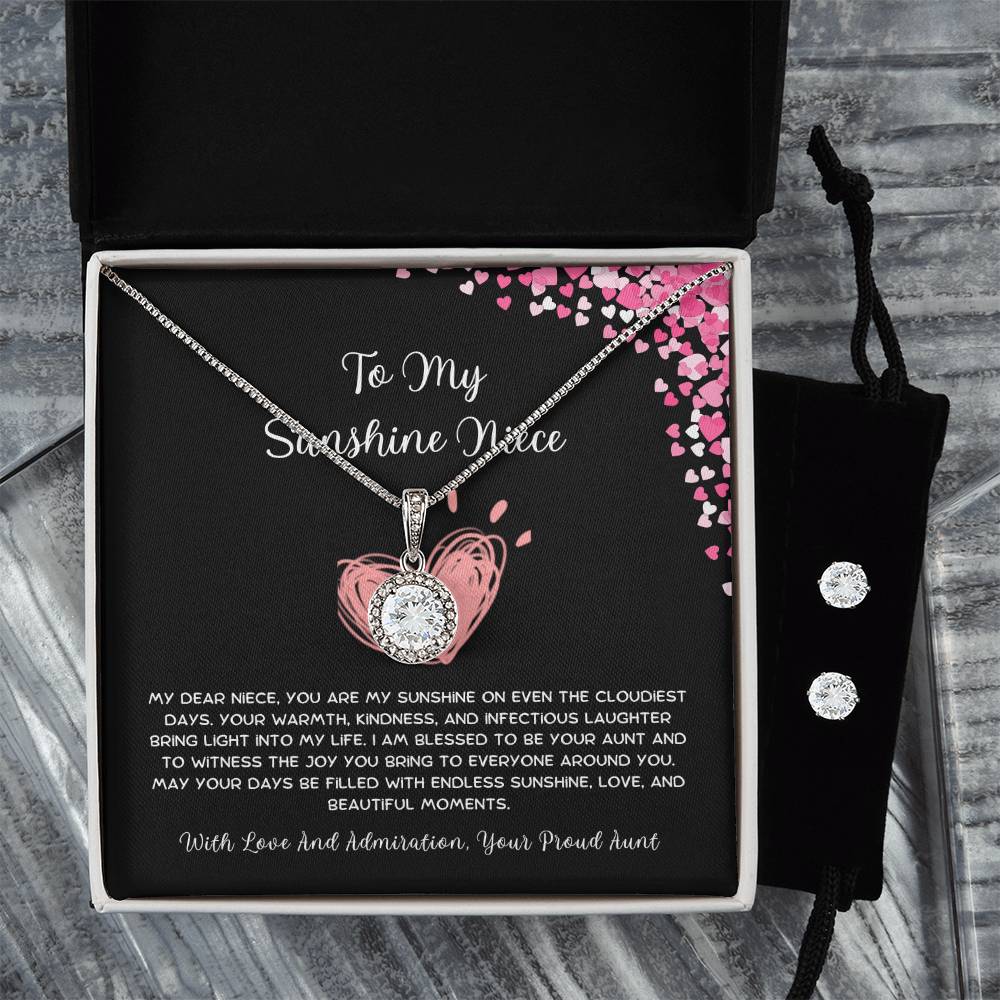 To My Sunshine Niece - From Aunt to Niece Eternal Hope Necklace With Earrings