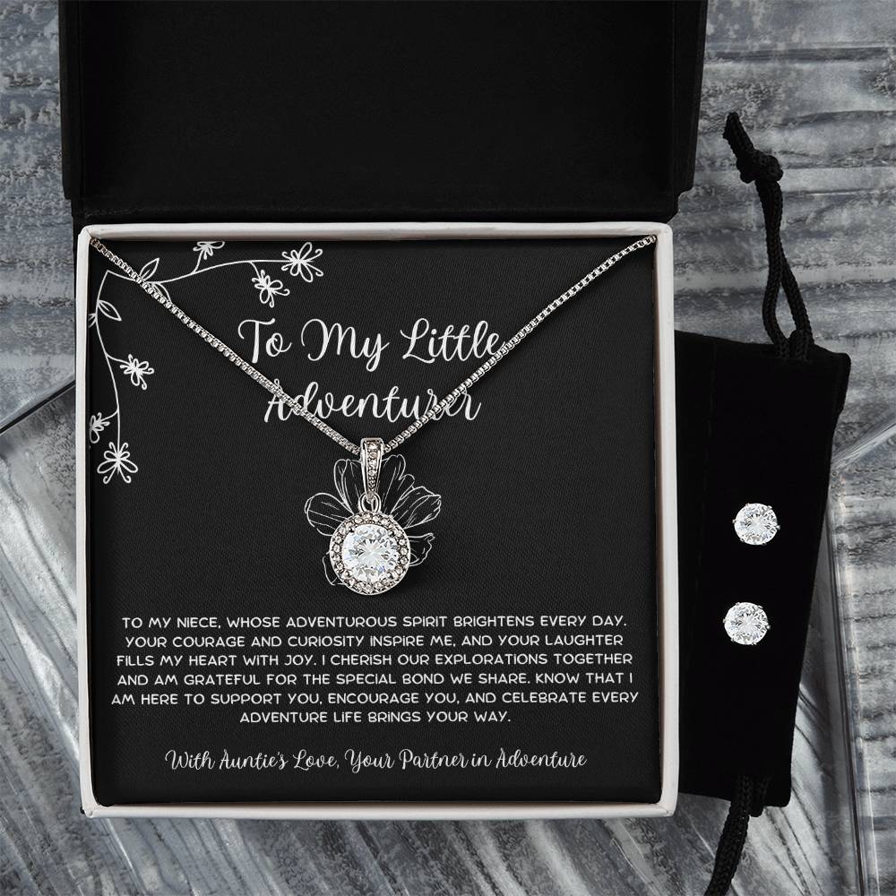 To My Little Adventurer - From Aunt to Niece Eternal Hope Necklace With Earrings