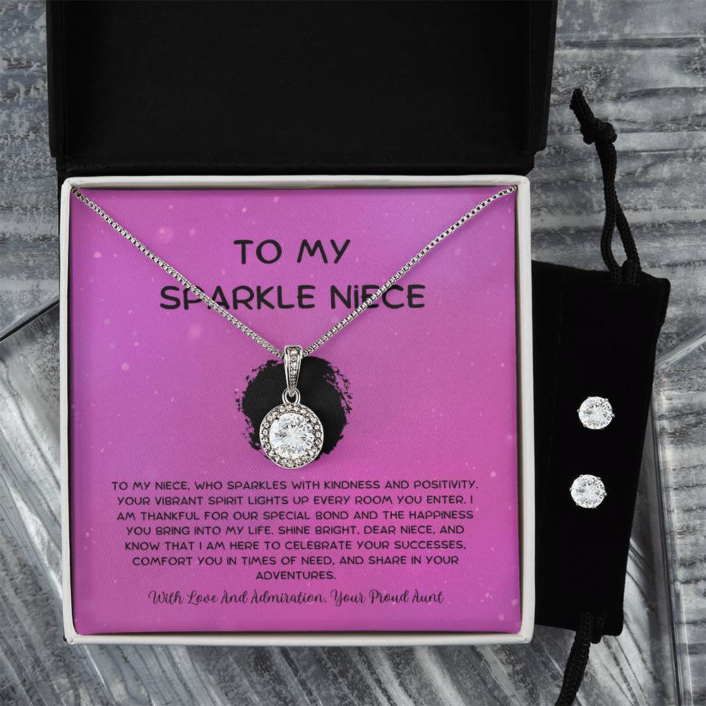 To My Sparkle Niece - From Aunt to Niece Eternal Hope Necklace With Earrings