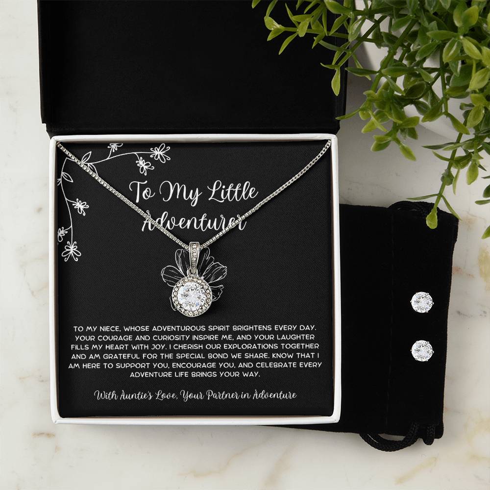 To My Little Adventurer - From Aunt to Niece Eternal Hope Necklace With Earrings