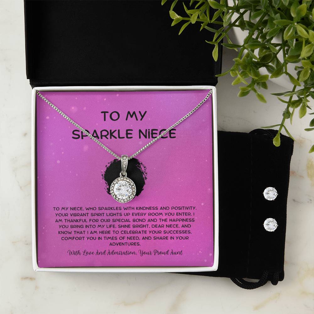 To My Sparkle Niece - From Aunt to Niece Eternal Hope Necklace With Earrings
