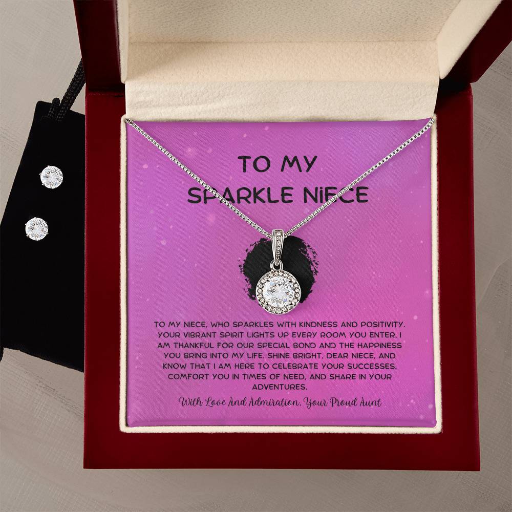 To My Sparkle Niece - From Aunt to Niece Eternal Hope Necklace With Earrings
