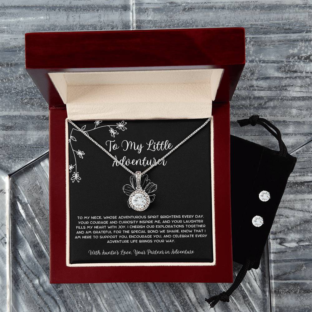 To My Little Adventurer - From Aunt to Niece Eternal Hope Necklace With Earrings